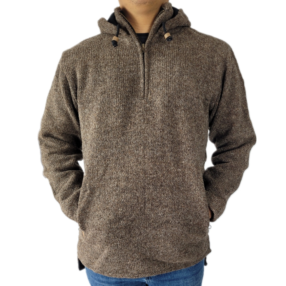 Hood Pull Over Long Back Brown