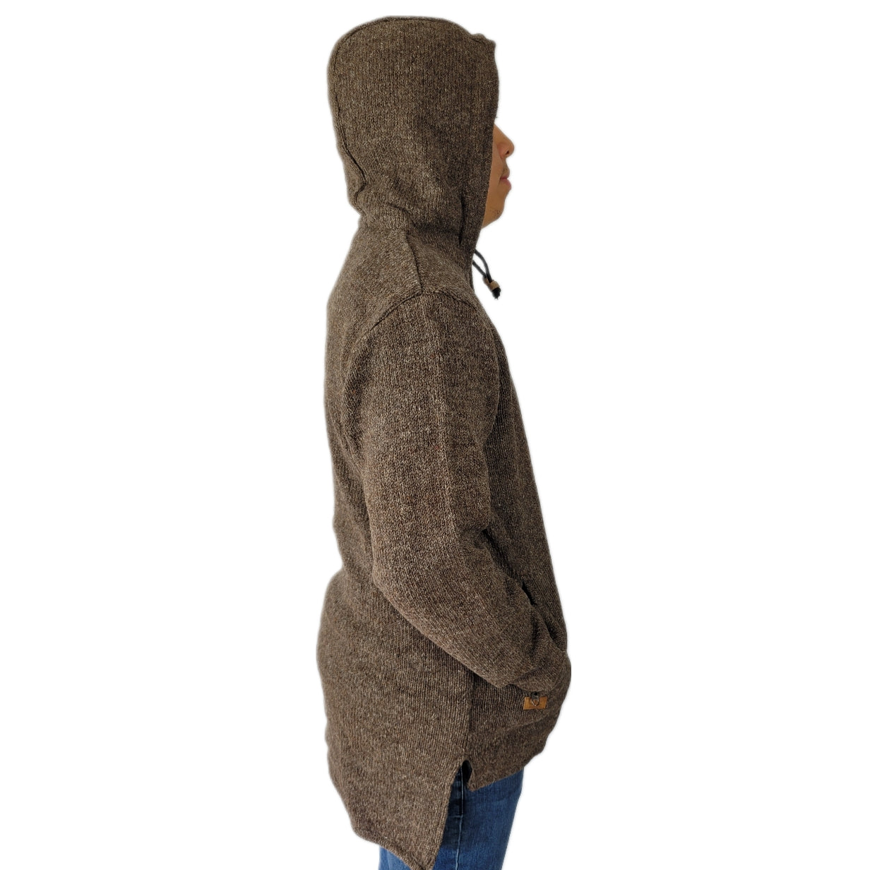 Hood Pull Over Long Back Brown