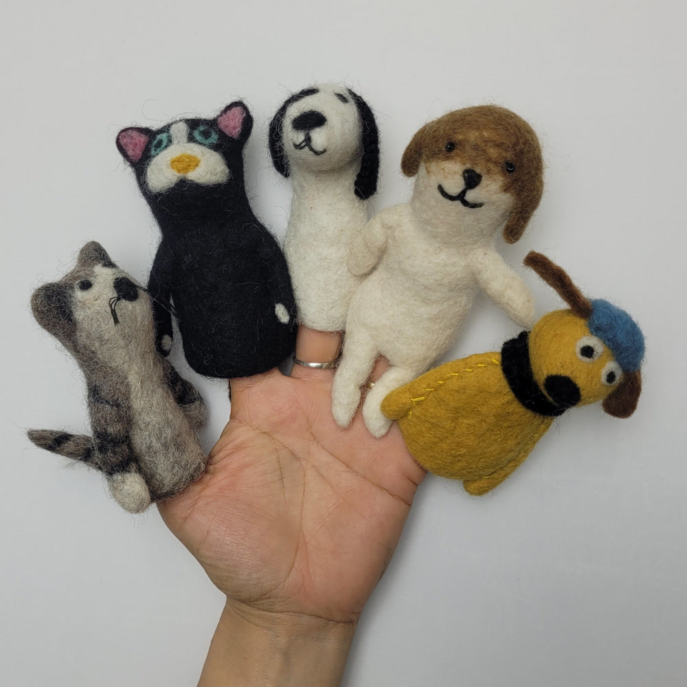 Felted finger puppets CATS & DOGS