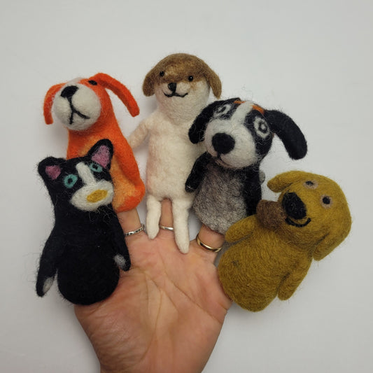 Felted finger puppets CAT & DOGS